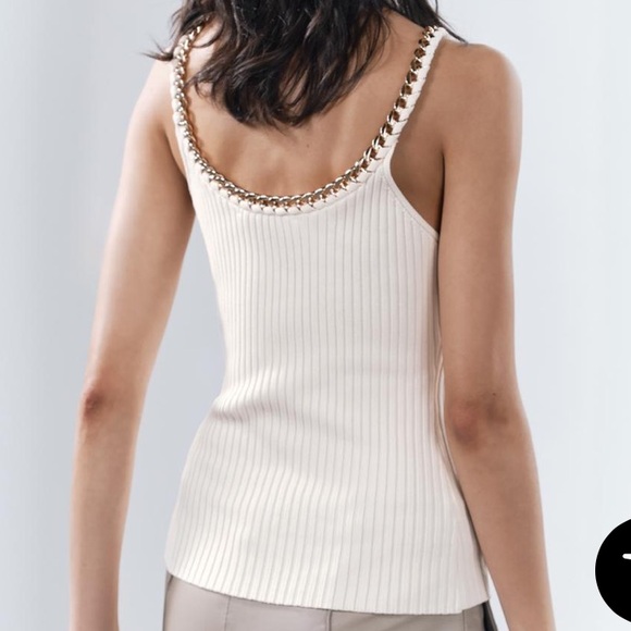 Zara Elegant Cream Chain Strap Top - Picture 8 of 12